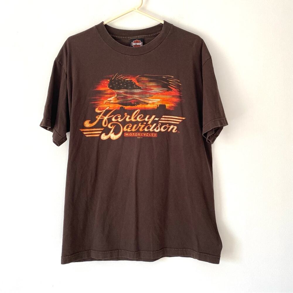 Harley Davidson Brown Augusta Georgia 2007 HD Motorcycle T-shirt large